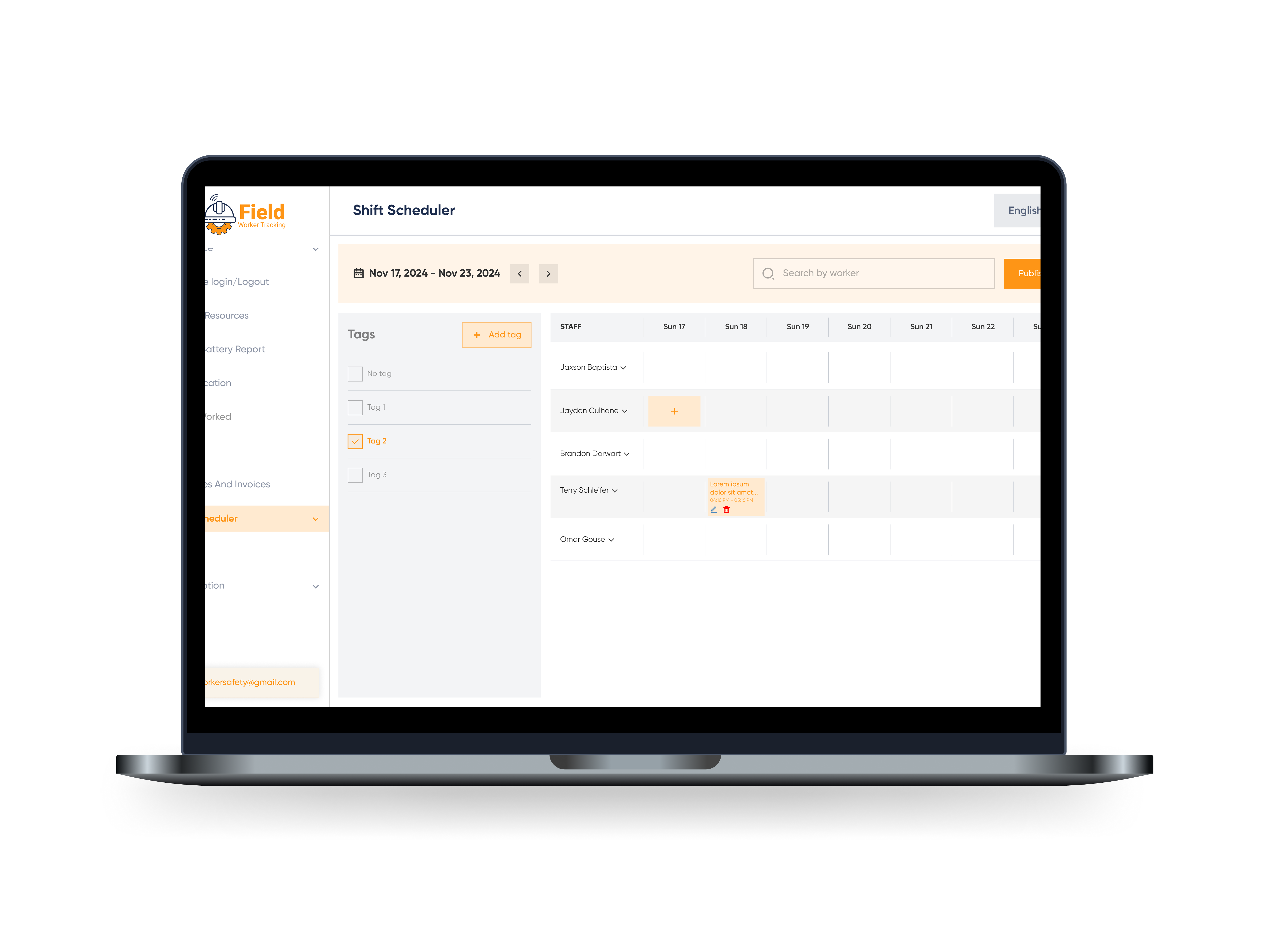 Staff schedules Mockup